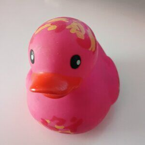 Infantino pink camouflage rubber duck toy